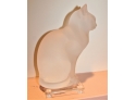 LALIQUE Large Crystal Frosted Cat Sitting - AUTHENTIC & NO CRACKS!! - Item #027 LVRM