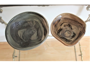Signed Handmade Pottery Bowls - Lot Of 2 - VERY UNIQUE!! Item #029 LVRM