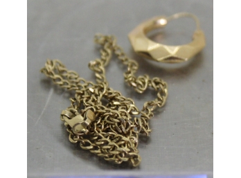 14k Gold Necklace & One 14k Gold Earring-Scrap-5.3 Grams-131