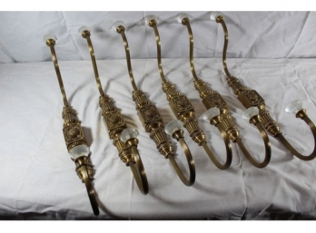 6 Bombay Wall Coat Hooks With Brass Accent-#42