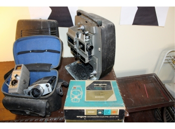 Vintage Sears Camera And Bell & House Movie Projectors W/Screen  Item #41