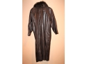Dita Martin Design Leather Trench Coat W/ Fur Collar - Size 10!! BSMT Item #195
