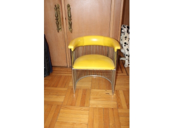 Mid Century Modern Yellow Crescent Vinyl Chair! Good Condition - Item #18