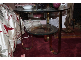 Vintage Glass & Metal Round Table - RETRO!! Item# 130