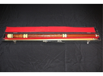 Beautiful Pool Cue With Case - Custom Hand Carved Design! Great Condition - Item #77