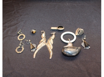 Sterling Silver Mixed Lot - Rings, Earrings, Baby Rattle And MORE! Good Condition - Item #127