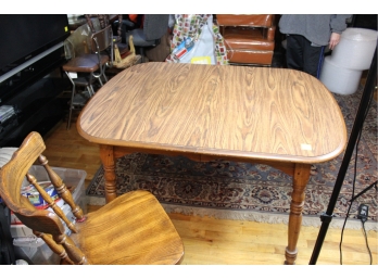 Vintage Wood Dining Room Table W/3 Leafs & 4 Chairs - Item #040