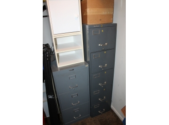 2 Vintage Filing Cabinets & 2 White Cabinets - GREAT STORAGE LOT!! BSMT Item #159