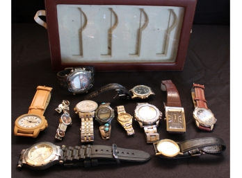 Mixed Lot Of Men's & Women's Watches With Case - OVER 10 WATCHES - Sterling Silver Turquoise, Michael Kors, Quartz, Fossil And MORE! Good Condition - Item #110