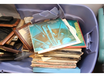 Assorted Bins W/Records, Typewriter, Photo Albums Etc. - Lot Of 3  - Item #089