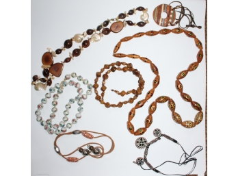 Mixed Lot Of 7 Wooden & Leather Necklaces-121