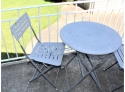Metal Folding Cafe Table W/ 2 Chairs - Lot Of 3!! DECK Item #222