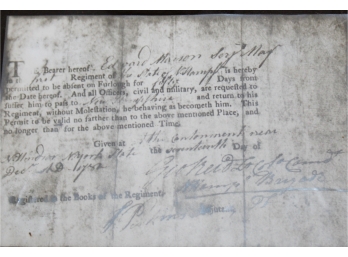 Revolutionary War Document - Copy Of Photostat Passed To Sgt Edward Mason 1762 - Good Condition!! - Item #187