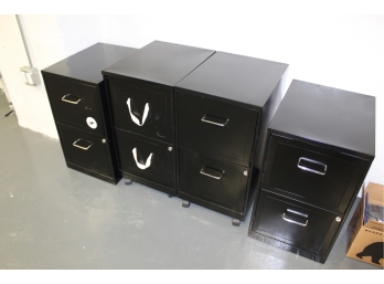 Lot Of 4 Two Drawer Black Filing Cabinet Pedestals - Great Used Condition - Item #067