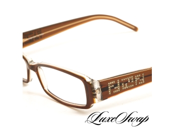 THE ONES EVERYONE WANTS! FENDI MADE IN ITALY F664R BROWN FF CRYSTAL MONOGRAM GLASSES