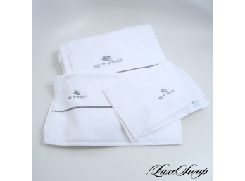 BRAND NEW WITHOUT TAGS LOT X3 ETRO MILANO HOME COLLECTION PLUSH WHITE TOWELS INCL. LARGE BATH #2