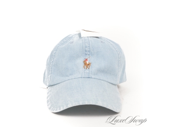 BRAND NEW WITH TAGS POLO RALPH LAUREN WASHED PALE INDIGO DENIM ADJUSTABLE SUMMER DAD HAT!