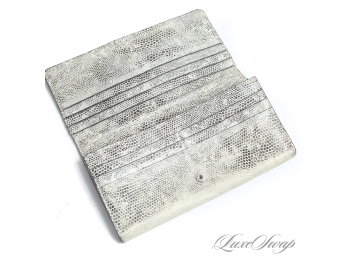 DAILY DRIVER : AUTHENTIC TUMI CEMENT GREY RING LIZARD PRINT MULTI POCKET WALLET