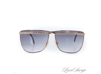 MEGA 80S : VINTAGE LAURA BIAGIOTTI ITALY T132/S GOLD QUILTED METAL SUNGLASSES