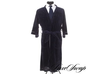 LOUNGE LUXE : VINTAGE 1980S CHRISTIAN DIOR PETROL VELOUR BELTED LOUNGE ROBE