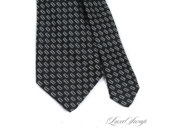 THE ONE EVERYONE WANTS : AUTHENTIC FENDI MADE IN ITALY BLACK ALLOVER WOVEN MONOGRAM FF LOGO SILK MENS TIE