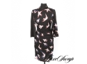 NWT $348 TRACY REESE BLACK CHINOSERIE RUCHED BIRD PRINT KIMONO DRESS 6