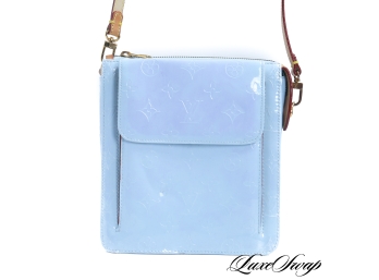 IN THE STYLE OF LOUIS VUITTON BLUE VERNIS PATENT MONOGRAM CROSSBODY BAG