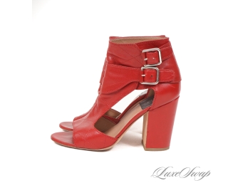 SUPER HOT AND EXPENSIVE! LAURENCE DACADE PARIS LIPSTICK RED DIAMOND QUILTED CHUNKY HEEL SHOES 37.5
