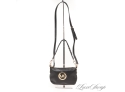 MAYBE WORN ONCE : AUTHENTIC MICHAEL KORS BLACK PEBBLED LEATHER GOLD MK COIN SMALL CROSSBODY BAG