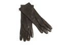 BEAUTIFUL COLE HAAN MADE IN ITALY BLACK LEATHER SILK LINED HARNESS GLOVES 7.5