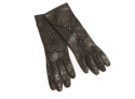 BEAUTIFUL COLE HAAN MADE IN ITALY BLACK LEATHER SILK LINED HARNESS GLOVES 7.5