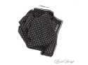 BRAND NEW WITH TAGS RALPH LAUREN 100 PERCENT SILK BLACK WHITE HAND ROLLED POIS SPOTTED 21' SCARF