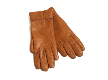 THE GLORY DAYS: VINTAGE 1980S PEANUT TAN SOFT LEATHER CASHMERE LINED GLOVES 7