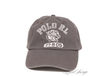 BRAND NEW WITH TAGS POLO RALPH LAUREN GREY VARSITY TIGER LOGO ADJUSTABLE SUMMER DAD HAT!