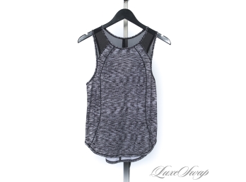 PERFECT MATCH TO THE JACKET! LULULEMON MARLED GREY STATIC MESH TOP WITH SHEER SHOULDER DETAIL 4