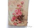 CHEERFUL 100 PERCENT SILK WATERCOLOR ROSE FLORAL FLANNEL REVERSIBLE SHAWL SCARF