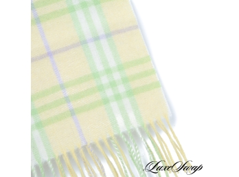 LNWOT AUTHENTIC  Burberry London Made In England 100% Cashmere Lemon Lime Tartan Scarf