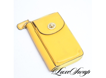 VIBRANT AUTHENTIC COACH GOLD YELLOW SAFFIANO LEATHER LINED TURNLOCK WALLET