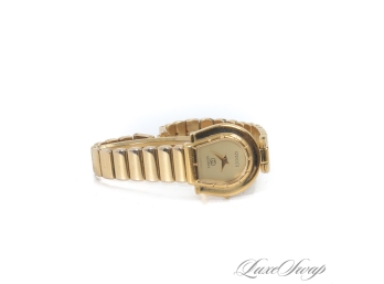 NEAR MINT! AUTHENTIC GUCCI GOLD TONE LINK LUCKY HORSESHOE LADIES WATCH