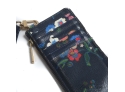 OMG CUTE. AUTHENTIC TORY BURCH MARINE BLUE SAFFIANO LEATHER FLORAL WRISTLET