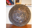 Lincoln At His Log Cabin  ~ Relief Copper Charger Plate Large, Vintage