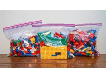 Legos 3 Large Bags  With Track And Literature ~ 1980's