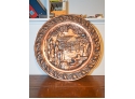 Lincoln At His Log Cabin  ~ Relief Copper Charger Plate Large, Vintage