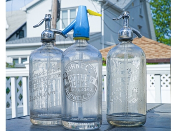 3 Vintage Seltzer Bottles, Brooklyn, New York,