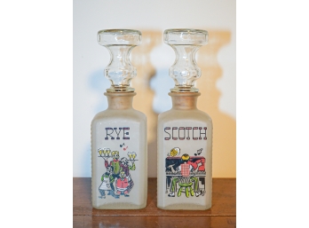 Rye And Scotch MCM Decanter Glass Bottles