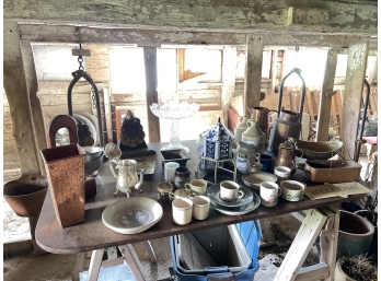 TABLE LOT OF MISC BRIC A BRAC
