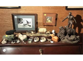 SHEEP THEMED LOT OF FIGURINES OF VARIOUS MATERIALS