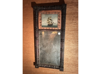ANTIQUE FEDERAL REVERSE SHIP PAINTING MIRROR