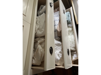 (3) DRAWERS OF NICE QUALITY LINENS AND BLANKETS