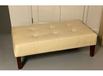 TUFTED FAUX LEATHER BENCH ON TAPERED LEGS